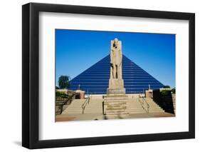 The Pyramid Sports Arena in Memphis, TN with statue of Ramses at entrance-null-Framed Photographic Print