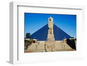 The Pyramid Sports Arena in Memphis, TN with statue of Ramses at entrance-null-Framed Photographic Print