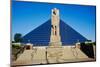 The Pyramid Sports Arena in Memphis, TN with statue of Ramses at entrance-null-Mounted Photographic Print