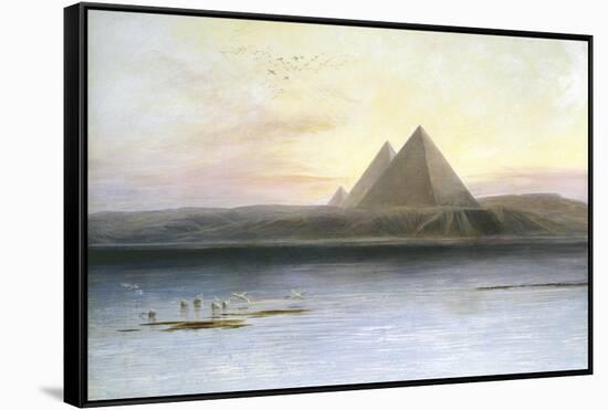 The Pyramids at Gizeh, 19th Century-Edward Lear-Framed Stretched Canvas