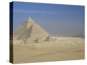 The Pyramids, Giza, Unesco World Heritage Site, with Cairo Beyond, Egypt, North Africa, Africa-Upperhall-Stretched Canvas