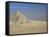 The Pyramids, Giza, Unesco World Heritage Site, with Cairo Beyond, Egypt, North Africa, Africa-Upperhall-Framed Stretched Canvas