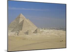 The Pyramids, Giza, Unesco World Heritage Site, with Cairo Beyond, Egypt, North Africa, Africa-Upperhall-Mounted Photographic Print