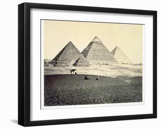 'The Pyramids of El-Geezeh from the South West', Egypt, 1858-Francis Frith-Framed Photographic Print