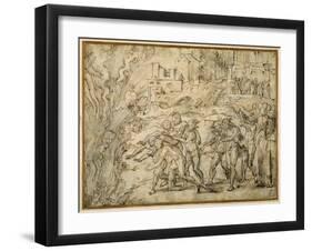 The Pyre Raised before Hannibal's Troops at the Fall of Saguntum-Girolamo Romanino-Framed Giclee Print