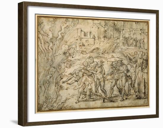 The Pyre Raised before Hannibal's Troops at the Fall of Saguntum-Girolamo Romanino-Framed Giclee Print