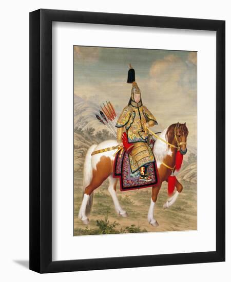 The Qianlong Emperor in Ceremonial Armour on Horseback-Giuseppe Castiglione-Framed Giclee Print