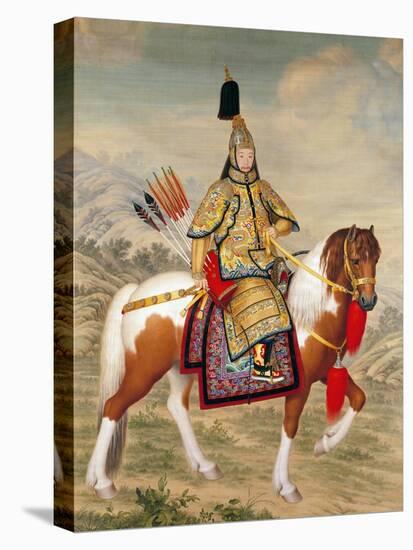 The Qianlong Emperor in Ceremonial Armour on Horseback-Giuseppe Castiglione-Stretched Canvas