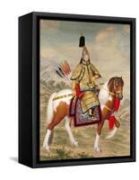 The Qianlong Emperor in Ceremonial Armour on Horseback-Giuseppe Castiglione-Framed Stretched Canvas