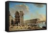 The Quai De La Greve and the Ile St. Louis from the Place De Greve by Nicolas Raguenet-null-Framed Stretched Canvas