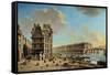 The Quai De La Greve and the Ile St. Louis from the Place De Greve by Nicolas Raguenet-null-Framed Stretched Canvas