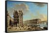 The Quai De La Greve and the Ile St. Louis from the Place De Greve by Nicolas Raguenet-null-Framed Stretched Canvas