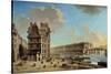 The Quai De La Greve and the Ile St. Louis from the Place De Greve by Nicolas Raguenet-null-Stretched Canvas