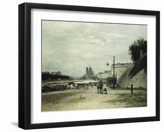 The Quai De Louviers at the Pont Sully, C.1875-Stanislas Victor Edouard Lepine-Framed Giclee Print