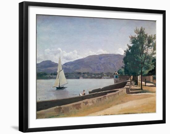 The Quai Des Paquis, Geneva, c.1842-Jean-Baptiste-Camille Corot-Framed Giclee Print