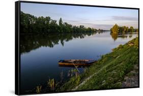 The quay along the Loire River, Chouze sur Loire, Loire Valley, UNESCO World Heritage Site, Indre e-Nathalie Cuvelier-Framed Stretched Canvas