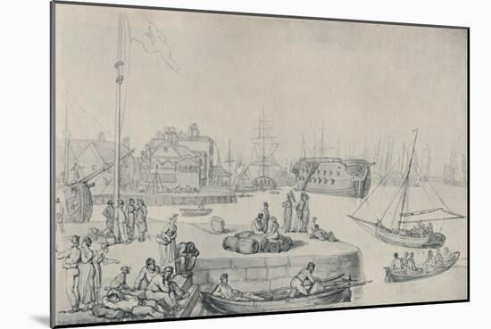 'The Quay, Blackwall Docks', 1810', (1920)-Thomas Rowlandson-Mounted Giclee Print