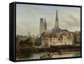 The Quay de Paris in Rouen, Johannes Bosboom, 1839-Johannes Bosboom-Framed Stretched Canvas