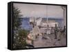 The quay in AsgArdstrand-Hans Gude-Framed Stretched Canvas