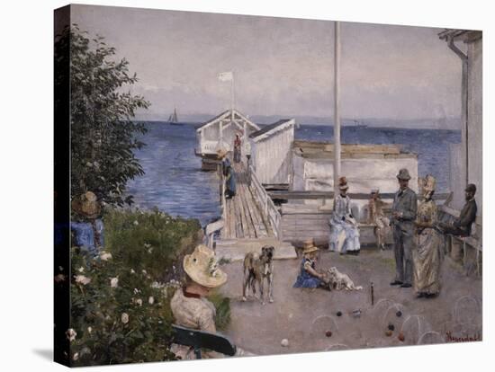 The quay in AsgArdstrand-Hans Gude-Stretched Canvas