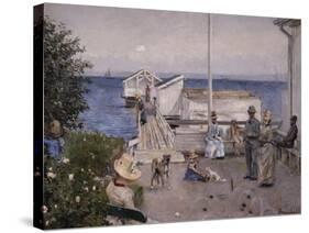 The quay in AsgArdstrand-Hans Gude-Stretched Canvas