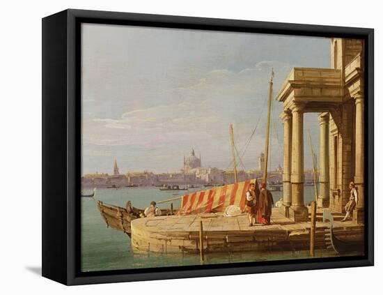 The Quay of the Dogano, Venice-Canaletto-Framed Stretched Canvas