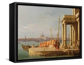 The Quay of the Dogano, Venice-Canaletto-Framed Stretched Canvas