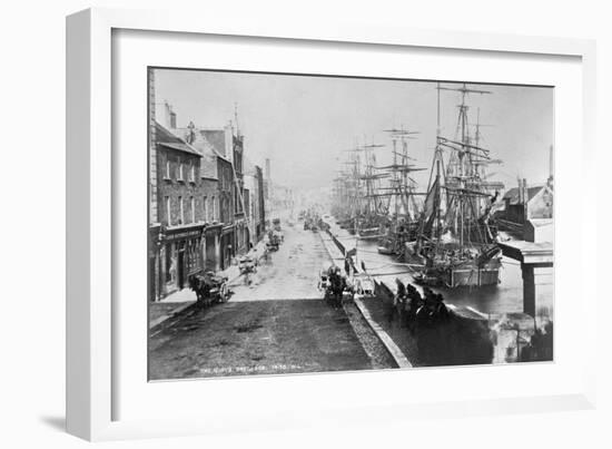 The Quays, Drogheda, with Waterside Idlers Content to Watch the Photographer at Work, C.1885-Robert French-Framed Giclee Print