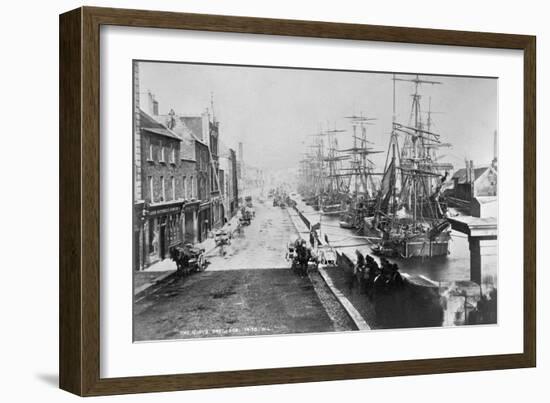 The Quays, Drogheda, with Waterside Idlers Content to Watch the Photographer at Work, C.1885-Robert French-Framed Premium Giclee Print