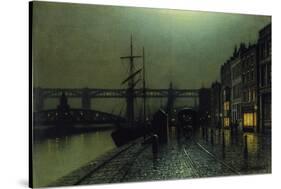 The Quayside, Newcastle Upon Tyne, 1895-Arthur Grimshaw-Stretched Canvas