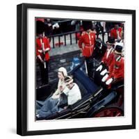 The Queen and Prince of Wales Drive Through Caernarvon After Investiture July 1969-null-Framed Photographic Print
