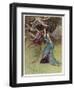 The Queen and the Six Swans-Warwick Goble-Framed Art Print