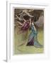 The Queen and the Six Swans-Warwick Goble-Framed Art Print