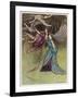 The Queen and the Six Swans-Warwick Goble-Framed Art Print