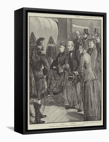 The Queen at the Royal Naval Exhibition, the Hundred-And-Ten-Ton Gun-Thomas Walter Wilson-Framed Stretched Canvas