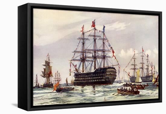 The "Queen" at the Spithead Review of 1845-Charles Edward Dixon-Framed Stretched Canvas