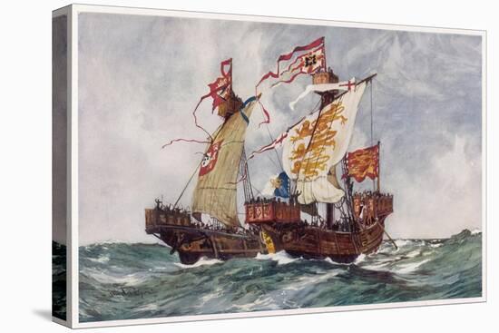 The "Queen" Defeats a Portuguese Ship Running Supplies to the French-Charles Dixon-Stretched Canvas