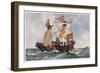 The "Queen" Defeats a Portuguese Ship Running Supplies to the French-Charles Dixon-Framed Art Print