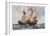 The "Queen" Defeats a Portuguese Ship Running Supplies to the French-Charles Dixon-Framed Art Print