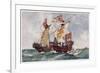 The "Queen" Defeats a Portuguese Ship Running Supplies to the French-Charles Dixon-Framed Premium Giclee Print