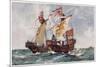 The "Queen" Defeats a Portuguese Ship Running Supplies to the French-Charles Dixon-Mounted Premium Giclee Print