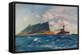 'The Queen Elizabeth off Gibraltar', c1918 (1919)-Charles Dixon-Framed Stretched Canvas