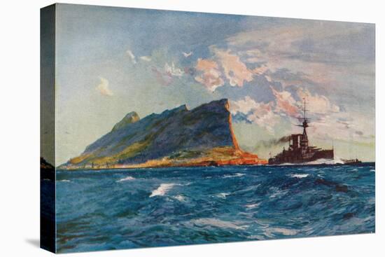 'The Queen Elizabeth off Gibraltar', c1918 (1919)-Charles Dixon-Stretched Canvas
