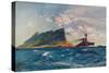'The Queen Elizabeth off Gibraltar', c1918 (1919)-Charles Dixon-Stretched Canvas