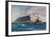 'The Queen Elizabeth off Gibraltar', c1918 (1919)-Charles Dixon-Framed Giclee Print