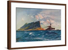 'The Queen Elizabeth off Gibraltar', c1918 (1919)-Charles Dixon-Framed Giclee Print