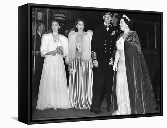 The Queen Mother with her family at Royal Command Performance-Associated Newspapers-Framed Stretched Canvas