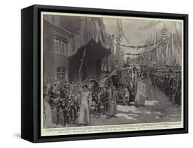 The Queen of Holland and Prince Henry, in the State Carriage, Arriving at the Groote Kerke-Frederic De Haenen-Framed Stretched Canvas