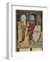 The Queen of Sheba before Solomon, Miniature from the Grimani Breviary, Manuscript, Italy-null-Framed Giclee Print