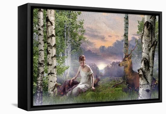 The Queen of the Forest (morning), 2021, (digital collage)-Trygve Skogrand-Framed Stretched Canvas